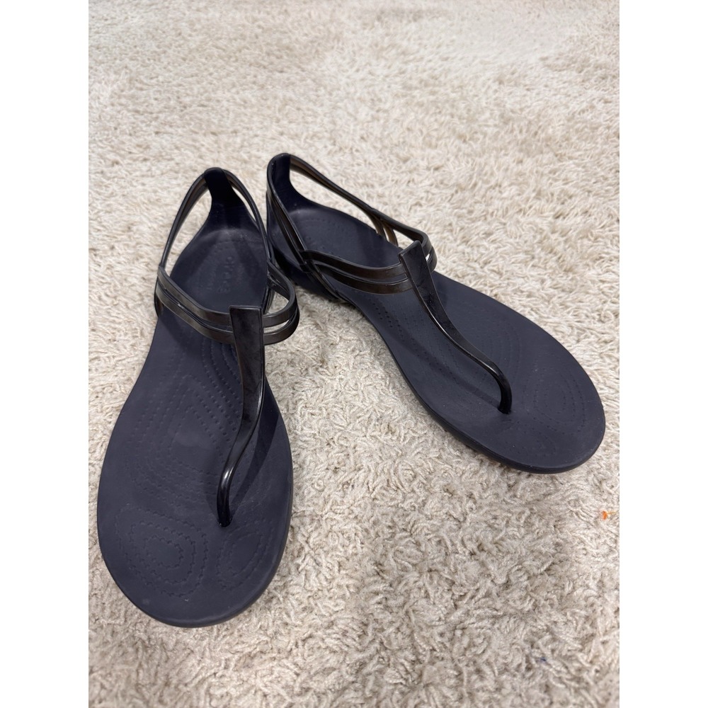 Crocs Isabella T-Strap Gray Waterproof Comfort Jelly Sandal Women's 9 Beach - Picture 3 of 12